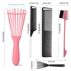 EZ Detangler Brush with Edge Brush, Rat Tail Combs Set for Natural, Curly, Wet/Dry, Black Hair, Flex Detangling Brush set for Hair Style and Cuting, No Pain and Easy Clean in Daily UsePink + Black) EZ Detangler Brush with Edge Brush, Rat Tail Combs Set for Natural, Curly, Wet/Dry, Black Hair, Flex Detangling Brush set for Hair Style and Cuting, No Pain and Easy Clean in Daily UsePink + Black)