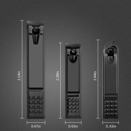 Nail Clippers Set Black Matte Stainless Steel Fingernail & Thick Toenail & Ingrown Nail Clippers, Perfect 3 pcs Nail Clipper Cutter for Men and Women(Black)