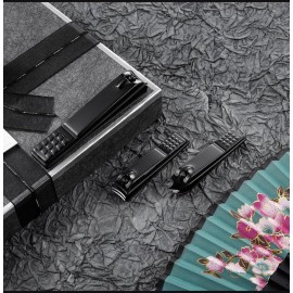 Nail Clippers Set Black Matte Stainless Steel Fingernail & Thick Toenail & Ingrown Nail Clippers, Perfect 3 pcs Nail Clipper Cutter for Men and Women(Black)