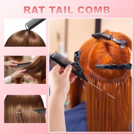 MORGLES Heat Resistant Gloves, 2 Pcs Professional Heat Gloves for Hair Styling Silicone Hot Mat 6 Pcs Hair Clips and 2 Pcs Styling Comb for Curling Iron Wands Flat Iron