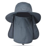 Fishing Hat for Men & Women, Outdoor UV Sun Protection Wide Brim Hat with Face Cover & Neck Flap Dark Grey