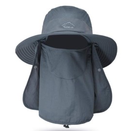 Fishing Hat for Men & Women, Outdoor UV Sun Protection Wide Brim Hat with Face Cover & Neck Flap Dark Grey Fishing Hat for Men & Women, Outdoor UV Sun Protection Wide Brim Hat with Face Cover & Neck Flap Dark Grey