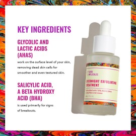 Good Molecules Overnight Exfoliating Treatment - Face Exfoliator with AHA & BHA Lightweight Formula - Pore Minimizer, Facial Skin Care with Glycolic & Salicylic Acid
