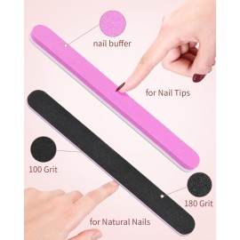 Clear Acrylic Nail Tips, MORGLES 500PCS French Clear Fake Half Cover Clear Nail Tips with Glue Nail File Nail Clipper Cuticle Fork for Nail Art