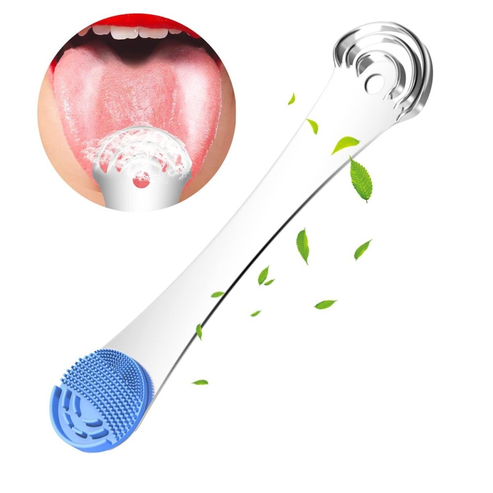 MOOSEC Tongue Scraper for Adults&Kids, Durable Food Grade 2 in 1 Silicone Tongue Brush and 100% Stainless Steel Tongue Scrapers, Reduce Bad Breath MOOSEC Tongue Scraper for Adults&Kids, Durable Food Grade 2 in 1 Silicone Tongue Brush and 100% Stainless Steel Tongue Scrapers, Reduce Bad Breath