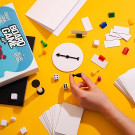 Create Your Own Board Game Set - DIY Kit with Blank Game Board, Game Pieces, Blank Cards, Dice, Spinner, Rulebook, Sand Timer - Build Your Own Game for Family Board Games