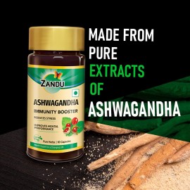 Zandu Ashwagandha Capsules (120 veg caps), Formulated with Pure Extracts of Ashwagandha, Immunity Booster, For Natural Body Strength, Stress Buster (Pack of 60 x 2) Zandu Ashwagandha Capsules (120 veg caps), Formulated with Pure Extracts of Ashwagandha, Immunity Booster, For Natural Body Strength, Stress Buster (Pack of 60 x 2)