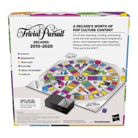 Hasbro Gaming Trivial Pursuit Decades 2010 to 2020 Board Game for Adults and Teens, Pop Culture Trivia Game for 2 to 6 Players, Ages 16 and Up Hasbro Gaming Trivial Pursuit Decades 2010 to 2020 Board Game for Adults and Teens, Pop Culture Trivia Game for 2 to 6 Players, Ages 16 and Up