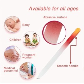 6 Pack Glass Nail File with Case, Crystal Fingernail Files Set, Double Sided Finger Nail Files, Professional Manicure Nail Care for Women, Christmas Gifts Stocking Stuffers