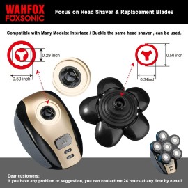 FOXSONIC Universal 6 Blade Replacement Heads for Mainstream Shaver Brands, Bald Shaver Replacement Heads with Blade Cover (Black) FOXSONIC Universal 6 Blade Replacement Heads for Mainstream Shaver Brands, Bald Shaver Replacement Heads with Blade Cover (Black)