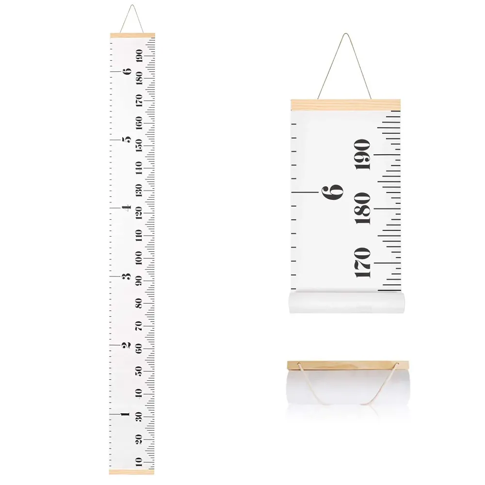 SUJAYU Growth Chart for Kids, Canvas Height Chart Ruler Removable Wood Hanging Wall Ruler Measurement Chart for Home Decoration (White) SUJAYU Growth Chart for Kids, Canvas Height Chart Ruler Removable Wood Hanging Wall Ruler Measurement Chart for Home Decoration (White)