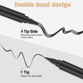 Beard Pencil Filler for man Water Proof Beard pen and beard brush Long Lasting Coverage Natural Finish, Male Mustache Repair Shape, Effective Enhance Facial Hair BLACK Beard Pencil Filler for man Water Proof Beard pen and beard brush Long Lasting Coverage Natural Finish, Male Mustache Repair Shape, Effective Enhance Facial Hair BLACK