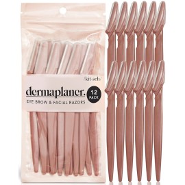 Kitsch Dermaplaning Tool - Face Razors for Women and Men, Eyebrow Trimmer and Face Shaver, Facial Hair Removal, Facial Razors for Women and Men, Dermaplane Razor - 12pc, Terracotta