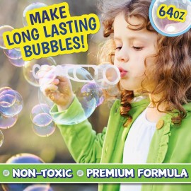 Sunny Days Entertainment Bubble Solution Refill with Wand 64oz Non Toxic (1/2 Gallon), Kids Easy Grip Bottle Refill for Bubble Machine, Bubble Wands, Bubble Toys Sunny Days Entertainment Bubble Solution Refill with Wand 64oz Non Toxic (1/2 Gallon), Kids Easy Grip Bottle Refill for Bubble Machine, Bubble Wands, Bubble Toys