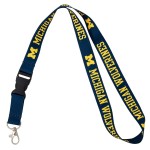 Desert Cactus University of Michigan Lanyard Wolverines UM U of M Go Blue Hail Car Keys ID Badge Holder Lanyard Keychain Detachable Breakaway Snap Buckle (Blue)