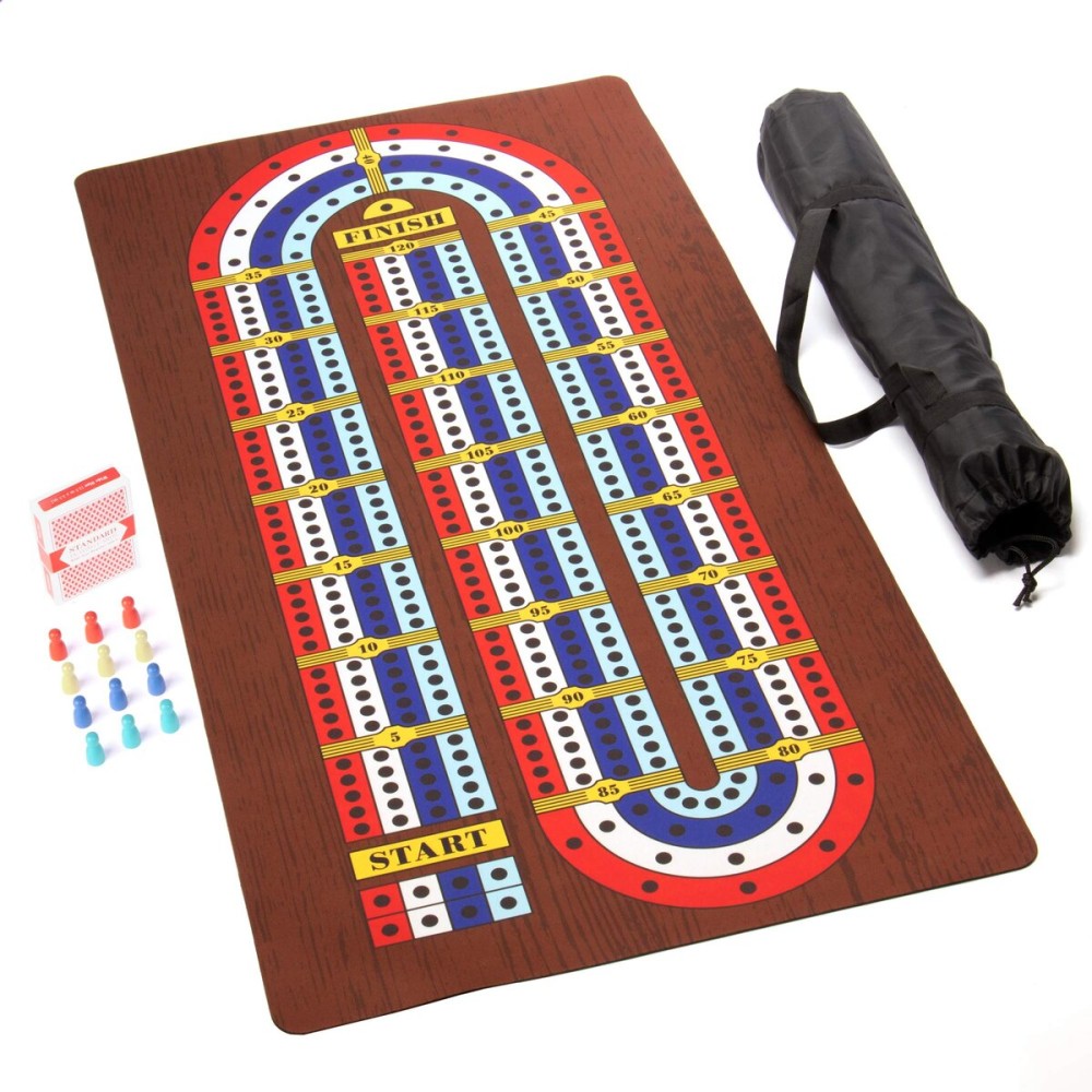 Tabletop Cribbage - Giant Spill-Resistant Neoprene Track Game Board (22 x 40) with 9 Pawns, Deck of Cards, & Travel Carry Bag - Classic Family Board Game Night & Bar Games - 2-4 Players, 30+ mins Tabletop Cribbage - Giant Spill-Resistant Neoprene Track Game Board (22 x 40) with 9 Pawns, Deck of Cards, & Travel Carry Bag - Classic Family Board Game Night & Bar Games - 2-4 Players, 30+ mins