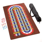 Tabletop Cribbage - Giant Spill-Resistant Neoprene Track Game Board (22 x 40) with 9 Pawns, Deck of Cards, & Travel Carry Bag - Classic Family Board Game Night & Bar Games - 2-4 Players, 30+ mins