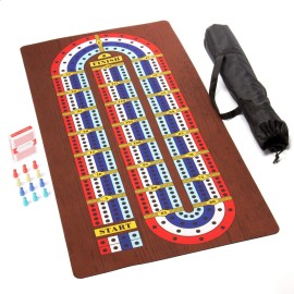 Tabletop Cribbage - Giant Spill-Resistant Neoprene Track Game Board (22 x 40) with 9 Pawns, Deck of Cards, & Travel Carry Bag - Classic Family Board Game Night & Bar Games - 2-4 Players, 30+ mins Tabletop Cribbage - Giant Spill-Resistant Neoprene Track Game Board (22 x 40) with 9 Pawns, Deck of Cards, & Travel Carry Bag - Classic Family Board Game Night & Bar Games - 2-4 Players, 30+ mins