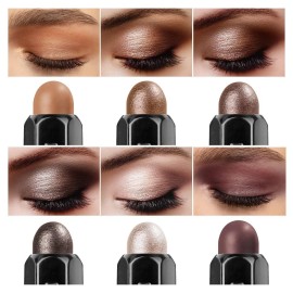 LUXAZA 6PCS Eyeshadow Stick Makeup Sets, Smoky Brown Cream Eyeshadow Pen,Metallic And Matte Shimmer Eye Shadow Eye Brightener Stick Pencil Crayon, B02-Fall Brown