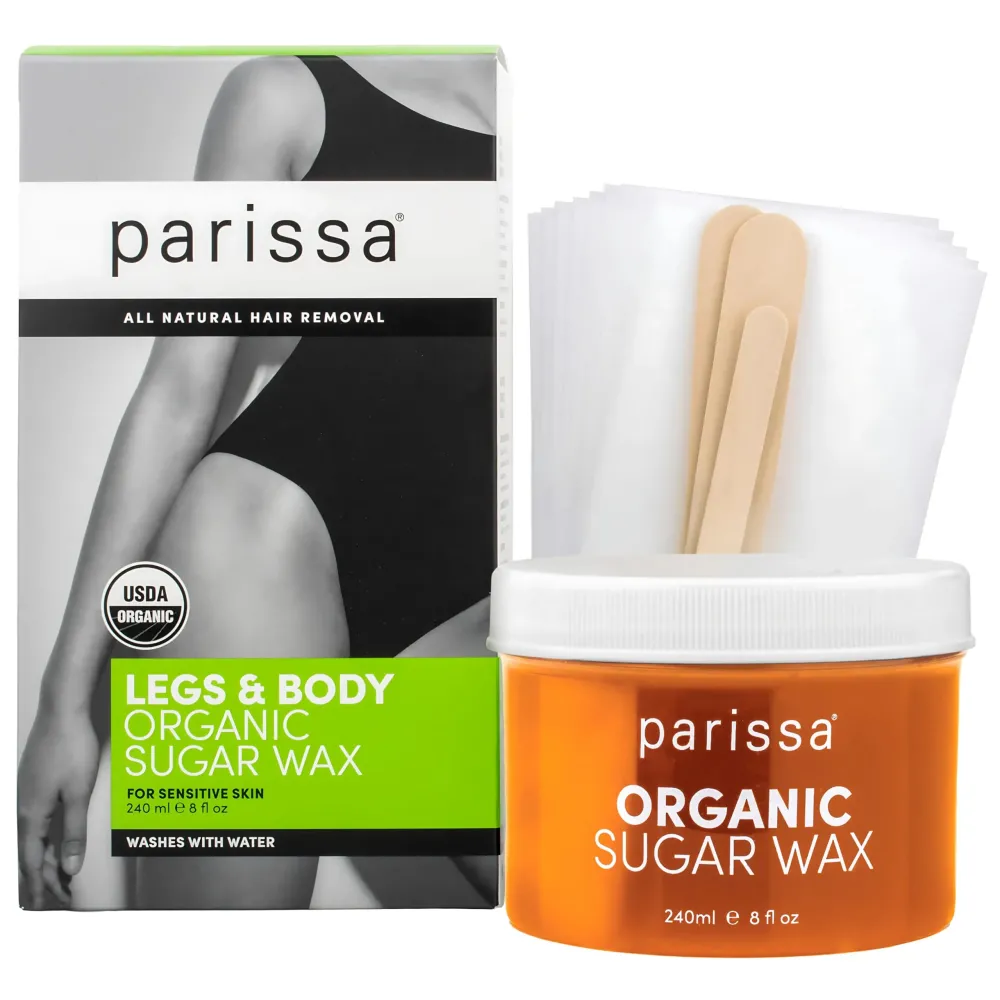 Parissa Legs & Body Organic Sugar Wax for Sensitive Skin, 100% Natural, Gentle & Washable Formula at Home Waxing Kit, Green, 8 Fl Oz Parissa Legs & Body Organic Sugar Wax for Sensitive Skin, 100% Natural, Gentle & Washable Formula at Home Waxing Kit, Green, 8 Fl Oz