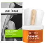 Parissa Legs & Body Organic Sugar Wax for Sensitive Skin, 100% Natural, Gentle & Washable Formula at Home Waxing Kit, Green, 8 Fl Oz