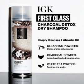 IGK FIRST CLASS Charcoal Detox Dry Shampoo for Oily Hair | Balances Oil + Soothes Scalp + Volumizes | Vegan + Cruelty Free IGK FIRST CLASS Charcoal Detox Dry Shampoo for Oily Hair | Balances Oil + Soothes Scalp + Volumizes | Vegan + Cruelty Free