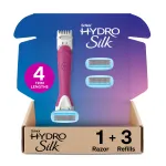 Schick Hydro Silk TrimStyle Razor with Bikini Trimmer for Women | 2-in-1 Bikini Razor for Women and Womens Trimmer for Pubic Hair, Includes 1 Waterproof Handle, 3 Refills & 1 AAA Battery