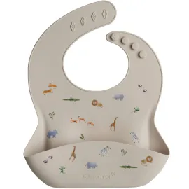 Loulou Lollipop Soft, Waterproof Silicone Feeding Bib for Babies and Toddlers 3 to 36 Months, Easy to Clean, Adjustable Fit and Catch-All Pouch - Safari Loulou Lollipop Soft, Waterproof Silicone Feeding Bib for Babies and Toddlers 3 to 36 Months, Easy to Clean, Adjustable Fit and Catch-All Pouch - Safari