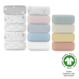 Newton Baby Organic Fitted Crib Sheets (2-Pack) - 100% Breathable and Ultra-Soft, 100% Organic Muslin Cotton, Stardust Print in Blush Coral + Solid White, Fits All Standard Cribs Newton Baby Organic Fitted Crib Sheets (2-Pack) - 100% Breathable and Ultra-Soft, 100% Organic Muslin Cotton, Stardust Print in Blush Coral + Solid White, Fits All Standard Cribs
