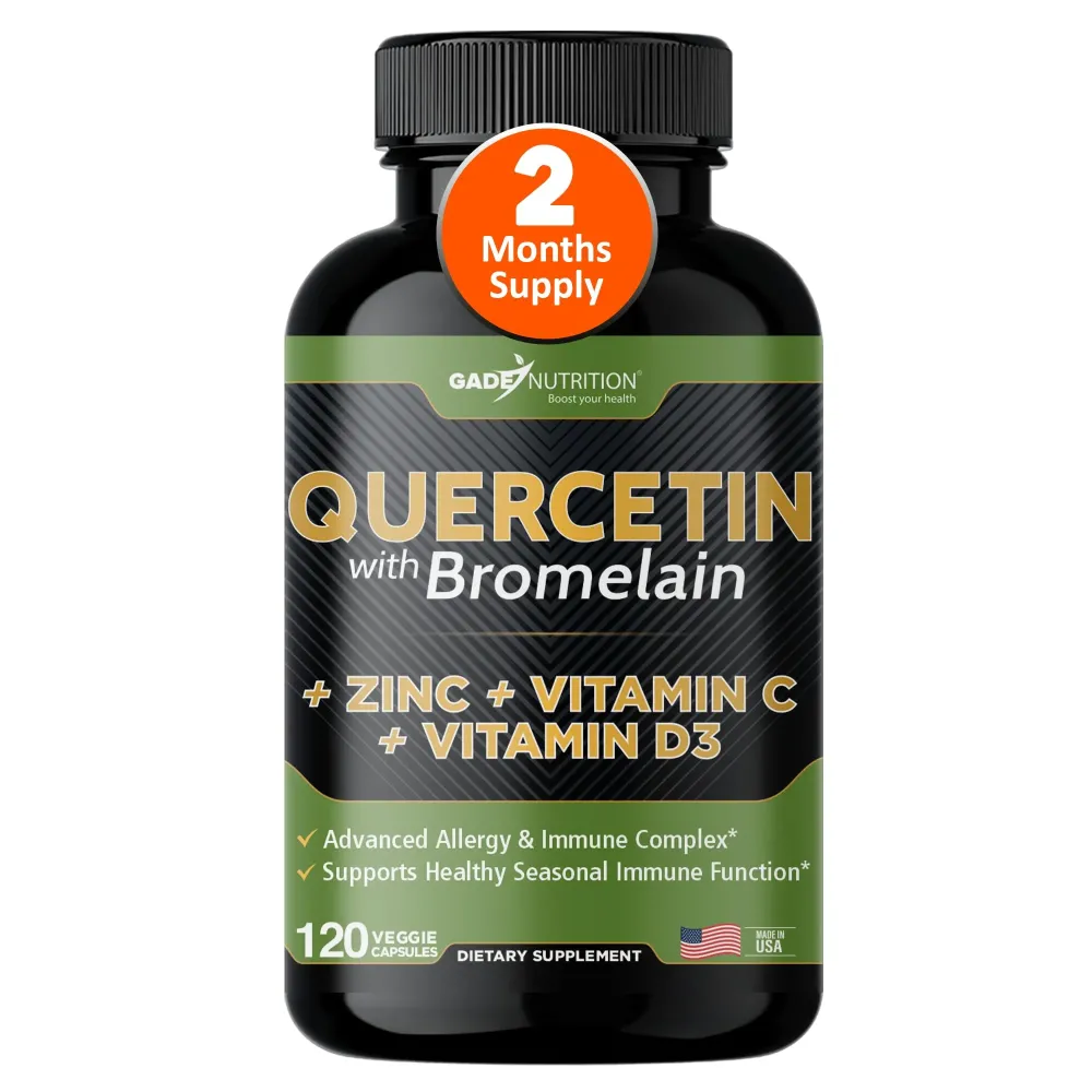 Gade Nutrition Quercetin with Bromelain Vitamin C and Zinc Vitamin D3 | Immune Support Supplement in Capsules | Non-GMO, Gluten-Free, Vegan | Made in The USA | 2 Month Supply Gade Nutrition Quercetin with Bromelain Vitamin C and Zinc Vitamin D3 | Immune Support Supplement in Capsules | Non-GMO, Gluten-Free, Vegan | Made in The USA | 2 Month Supply