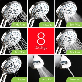 AquaCare High Pressure 8-mode Handheld Shower Head - Anti-clog Nozzles, Built-in Power Wash to Clean Tub, Tile & Pets, Extra Long 6 ft. Stainless Steel Hose, Wall & Overhead Brackets AquaCare High Pressure 8-mode Handheld Shower Head - Anti-clog Nozzles, Built-in Power Wash to Clean Tub, Tile & Pets, Extra Long 6 ft. Stainless Steel Hose, Wall & Overhead Brackets