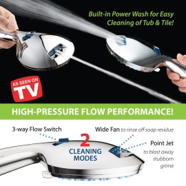 AquaCare High Pressure 8-mode Handheld Shower Head - Anti-clog Nozzles, Built-in Power Wash to Clean Tub, Tile & Pets, Extra Long 6 ft. Stainless Steel Hose, Wall & Overhead Brackets AquaCare High Pressure 8-mode Handheld Shower Head - Anti-clog Nozzles, Built-in Power Wash to Clean Tub, Tile & Pets, Extra Long 6 ft. Stainless Steel Hose, Wall & Overhead Brackets