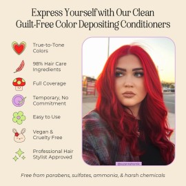 INH Semi Permanent Hair Color | Color Depositing Conditioner | Ruby Red Hair Dye | No Bleach & No Peroxide Temporary Tint for Women & Men | Vegan, Ammonia Free, & Sulfate Free | Ready to Use, 6oz INH Semi Permanent Hair Color | Color Depositing Conditioner | Ruby Red Hair Dye | No Bleach & No Peroxide Temporary Tint for Women & Men | Vegan, Ammonia Free, & Sulfate Free | Ready to Use, 6oz