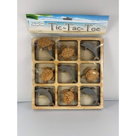 Tic Tac Toe 10 Wood Pieces Plus Game Board Dolphin and Turtle