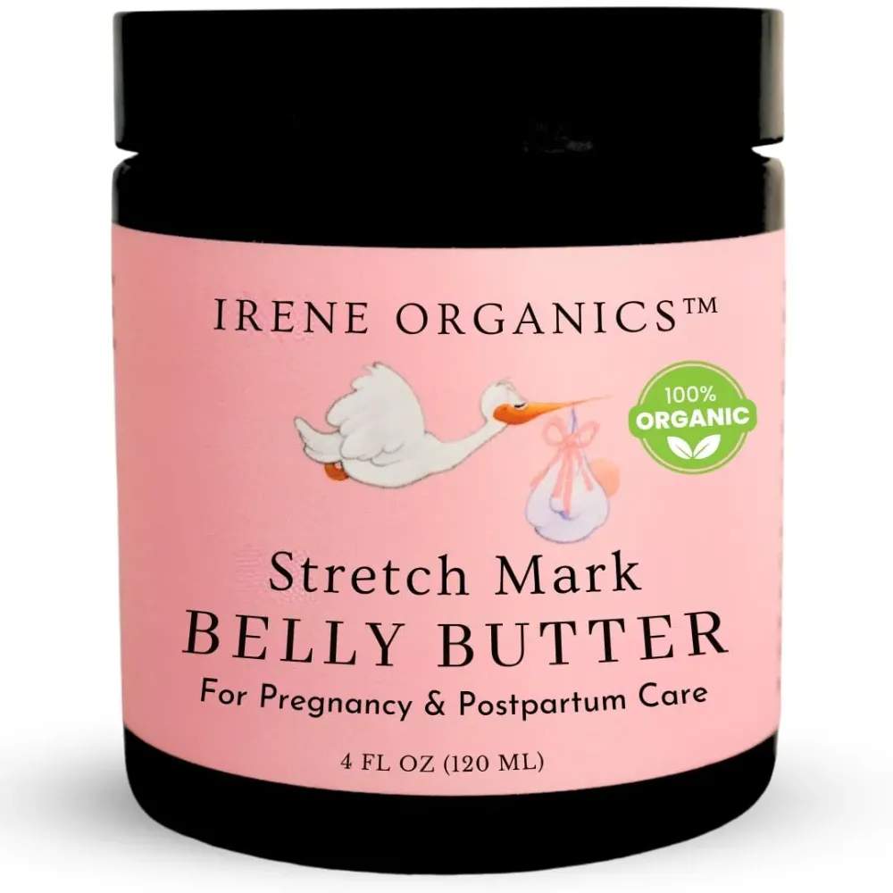Organic Belly Butter for Pregnancy Stretch Mark Prevention and Treatment by Irene Organics - Award Winning Anti Stretch Mark Tummy Balm For Pregnancy and Postpartum 4oz - Hydrating Bump Cream Organic Belly Butter for Pregnancy Stretch Mark Prevention and Treatment by Irene Organics - Award Winning Anti Stretch Mark Tummy Balm For Pregnancy and Postpartum 4oz - Hydrating Bump Cream
