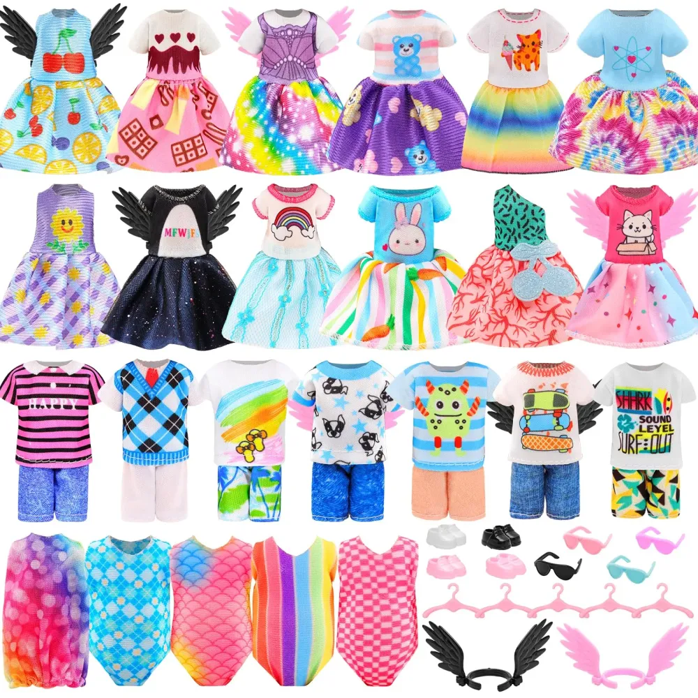 Miunana 25 PCS 5.3 Inch Girl Doll Clothes Dress Outfits and Shoes for Girl Doll Clothing with 4 Pairs of Shoes for 4-6 Inch Girl Dolls Clothes and Accessories Doll Top and Pants Doll Wings Miunana 25 PCS 5.3 Inch Girl Doll Clothes Dress Outfits and Shoes for Girl Doll Clothing with 4 Pairs of Shoes for 4-6 Inch Girl Dolls Clothes and Accessories Doll Top and Pants Doll Wings