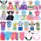 Miunana 25 PCS 5.3 Inch Girl Doll Clothes Dress Outfits and Shoes for Girl Doll Clothing with 4 Pairs of Shoes for 4-6 Inch Girl Dolls Clothes and Accessories Doll Top and Pants Doll Wings