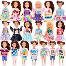 Miunana 25 PCS 5.3 Inch Girl Doll Clothes Dress Outfits and Shoes for Girl Doll Clothing with 4 Pairs of Shoes for 4-6 Inch Girl Dolls Clothes and Accessories Doll Top and Pants Doll Wings Miunana 25 PCS 5.3 Inch Girl Doll Clothes Dress Outfits and Shoes for Girl Doll Clothing with 4 Pairs of Shoes for 4-6 Inch Girl Dolls Clothes and Accessories Doll Top and Pants Doll Wings