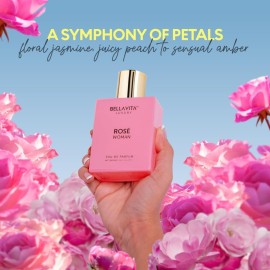 BellaVita Luxury ROSE Perfume for Women (100ml) | Floral, Oriental & Sweet Fragrance | Notes: Amber, Vanilla, Black Currant, Rose, Jasmine | Premium French Floral Fragrance