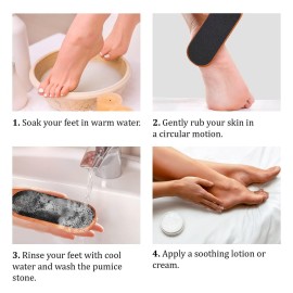 Pumice Stone Foot File - Wooden Pedicure Feet Scrubber with Handle for Callus, Dry, and Dead Skin Removal - Heel Scraper for Feet, Hands, and Body - Foot Filer for Use in Shower