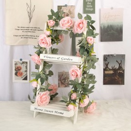 TELDRASSIL 4Pcs(26 FT) Artificial Rose Vine Fake Flower Garland Fake Silk Rose Hanging Vine for Wedding Party Background Arch Garden Background Decoration (Pink) TELDRASSIL 4Pcs(26 FT) Artificial Rose Vine Fake Flower Garland Fake Silk Rose Hanging Vine for Wedding Party Background Arch Garden Background Decoration (Pink)