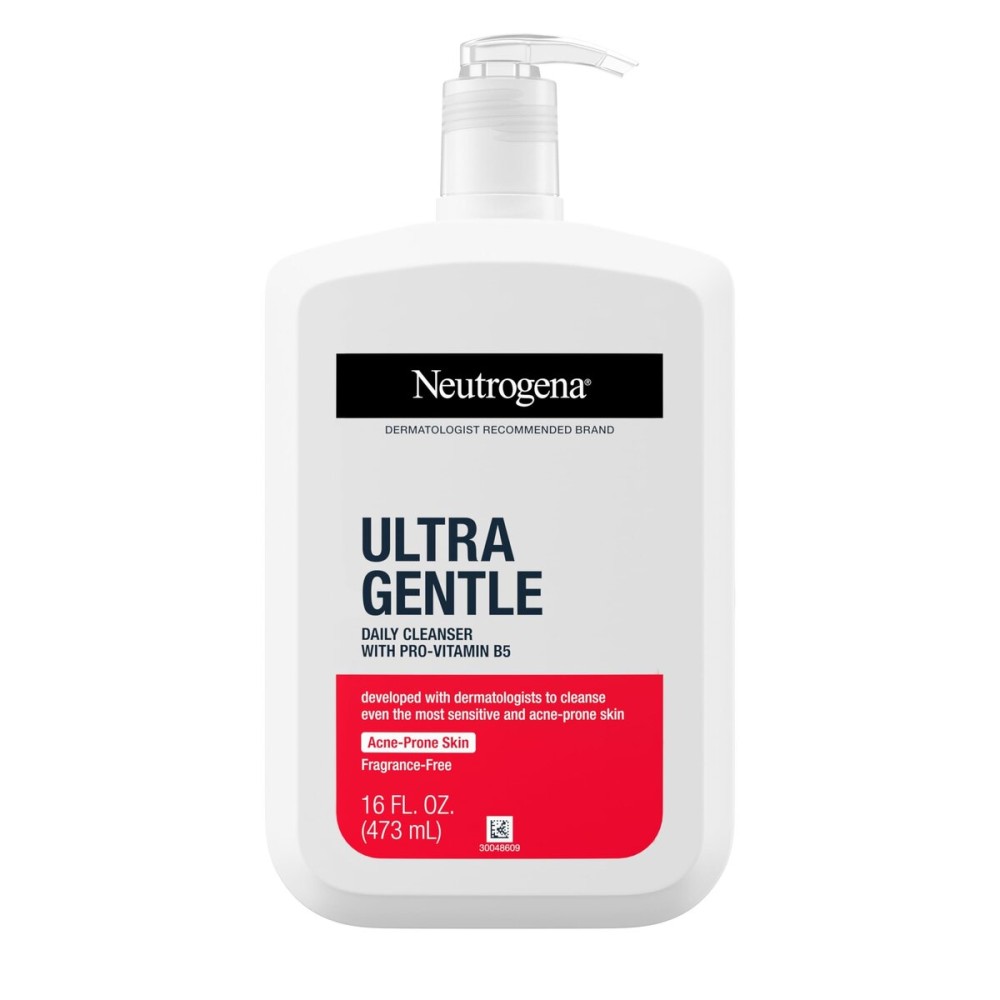 Neutrogena Ultra Gentle Daily Facial Cleanser with Pro-Vitamin B5 for Acne-Prone & Sensitive Skin, Fragrance-Free, Dye-Free, Soap-Free, Paraben-Free & Hypoallergenic Face Wash, 16 fl. oz Neutrogena Ultra Gentle Daily Facial Cleanser with Pro-Vitamin B5 for Acne-Prone & Sensitive Skin, Fragrance-Free, Dye-Free, Soap-Free, Paraben-Free & Hypoallergenic Face Wash, 16 fl. oz