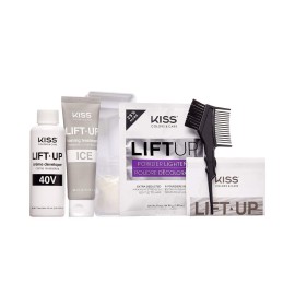 KISS Lift Up Complete Hair Bleach Kit with Revitalizing Plex Serum to Protect from Damage, Maximum Strength to Lighten Dark or Resistant Hair, Complete DIY 6-Pc Kit KISS Lift Up Complete Hair Bleach Kit with Revitalizing Plex Serum to Protect from Damage, Maximum Strength to Lighten Dark or Resistant Hair, Complete DIY 6-Pc Kit
