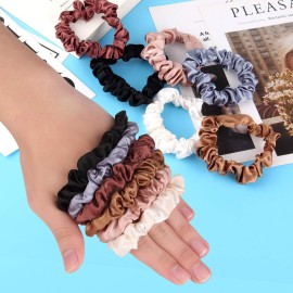 KINMINGZHU, 12 Pieces Silk Hair Scrunchies Silk Hair Tie Elastic Ponytail Holders for Women Girls Hair Accessories-002