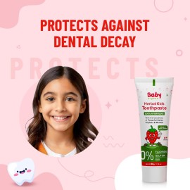 Babyorgano Herbal Kids Baby Toothpaste 0-5 Years 50gm, Strawberry Flavor, with Babool, Khadir & Lodhra Stregthen Gums, Bad Breath, Prevent Tooth Decay | Fluoride, SLS Free 50 g (Pack of 1) Light Pink Babyorgano Herbal Kids Baby Toothpaste 0-5 Years 50gm, Strawberry Flavor, with Babool, Khadir & Lodhra Stregthen Gums, Bad Breath, Prevent Tooth Decay | Fluoride, SLS Free 50 g (Pack of 1) Light Pink