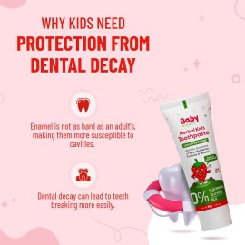 Babyorgano Herbal Kids Baby Toothpaste 0-5 Years 50gm, Strawberry Flavor, with Babool, Khadir & Lodhra Stregthen Gums, Bad Breath, Prevent Tooth Decay | Fluoride, SLS Free 50 g (Pack of 1) Light Pink Babyorgano Herbal Kids Baby Toothpaste 0-5 Years 50gm, Strawberry Flavor, with Babool, Khadir & Lodhra Stregthen Gums, Bad Breath, Prevent Tooth Decay | Fluoride, SLS Free 50 g (Pack of 1) Light Pink