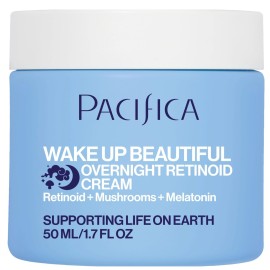 Pacifica Wake Up Beautiful Retinoid Night Cream - Overnight Anti-Aging Moisturizer with Hyaluronic Acid & Melatonin, Reduces Wrinkles & Fine Lines, Hydrating and Gentle for Dry or Mature Skin, Vegan