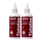 Red by Kiss Tintation Semi-Permanent Hair Color, Aloe Vera Water Based, Argan Oil, Olive Oil, Collagen & Keratin, Long-Lasting Color Dye (Red Velvet, 2 Pk, 5 Fl Oz)