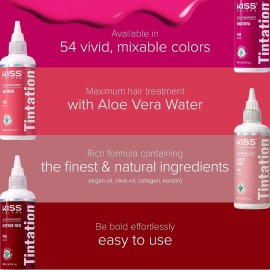 Red by Kiss Tintation Semi-Permanent Hair Color, Aloe Vera Water Based, Argan Oil, Olive Oil, Collagen & Keratin, Long-Lasting Color Dye (Red Velvet, 2 Pk, 5 Fl Oz)