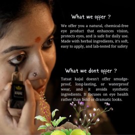 Tatsat Ayurvedic Herbal Kajal | Natural, Lead-Free & Chemical-Free Eye Care | Soothing Formula for Everyday Use | Safe for All Skin Types | Made with Triphala, Chakshushya Herbs, Castor Oil etc Tatsat Ayurvedic Herbal Kajal | Natural, Lead-Free & Chemical-Free Eye Care | Soothing Formula for Everyday Use | Safe for All Skin Types | Made with Triphala, Chakshushya Herbs, Castor Oil etc
